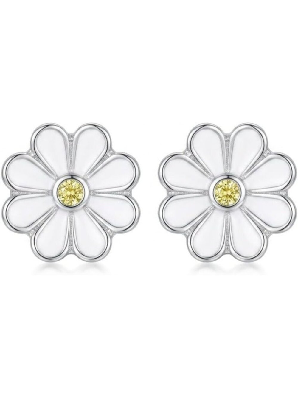 925 Sterling Silver Daisy Flower Stud Earrings - Elegant Daily Wear for Women